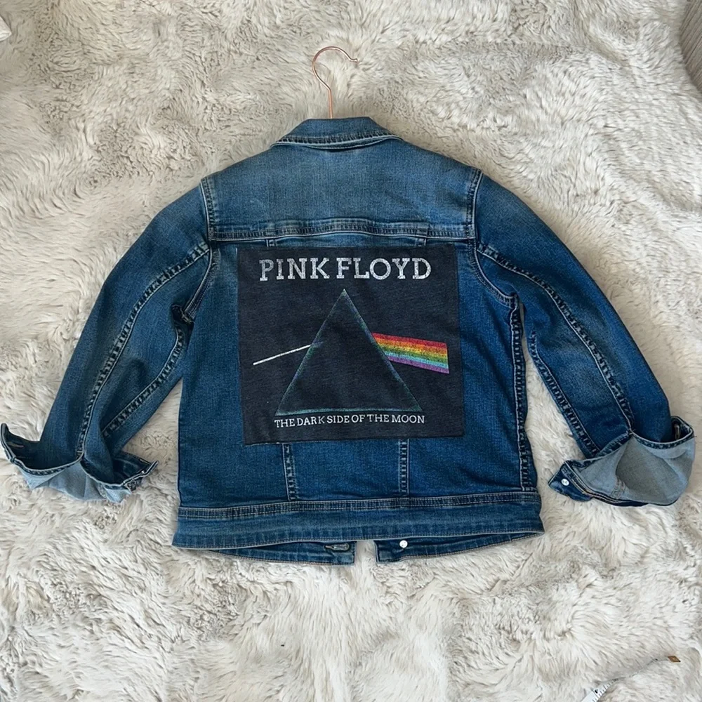 Hand Designed Collab Pink Floyd Girls Denim Jacket - Picture 1 of 6